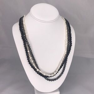 Onyx, Hematite, and Pearl Necklace